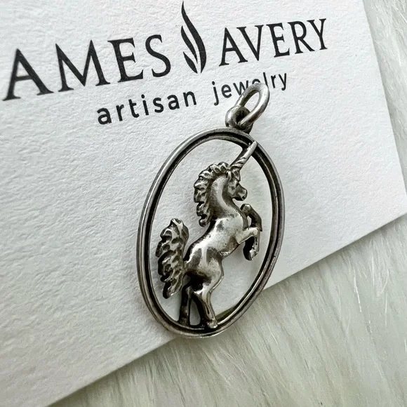 Very Rare Unicorn James Avery necklace pendant or charm open work oval
